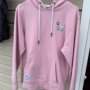 Men’s XS Goat USA Pink Hoodie with Embroidered Design